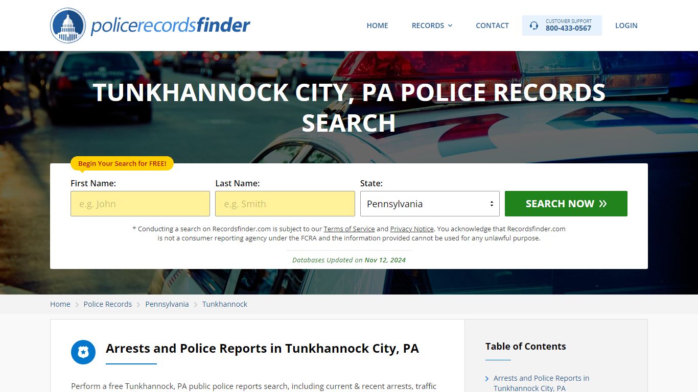 Tunkhannock, Wyoming County, PA Police Reports & Police Department Records