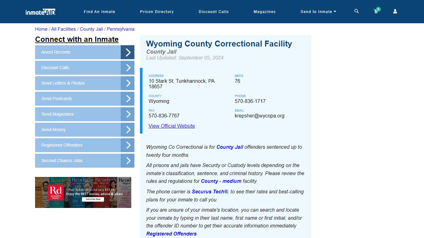 Wyoming County Correctional Facility - Inmate Locator