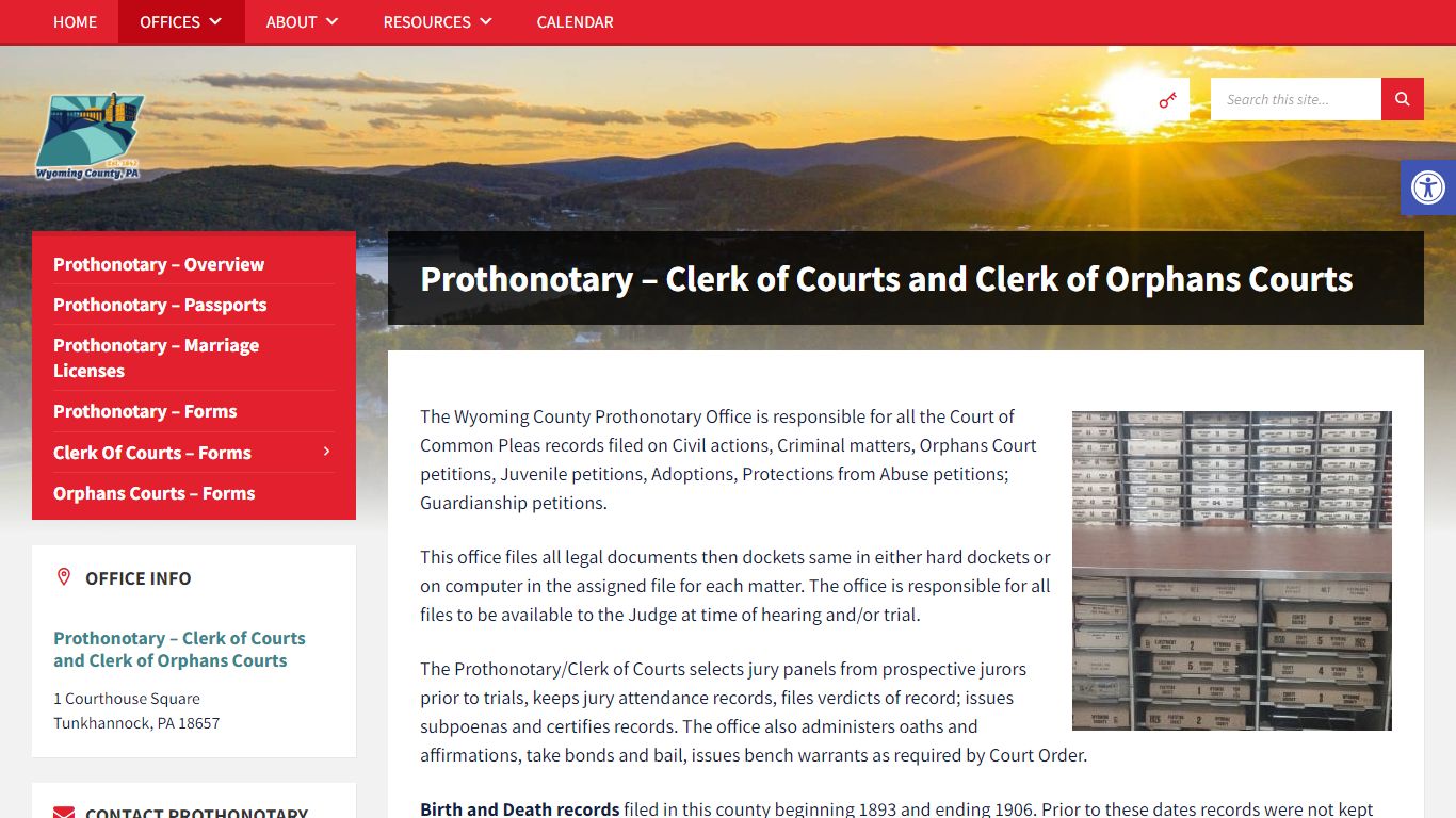 Clerk of Courts and Clerk of Orphans Courts - Wyoming County, PA, USA